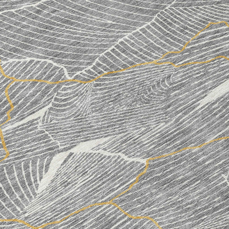 8' X 10' Gray Brown And Ivory Abstract Washable Indoor Outdoor Area Rug