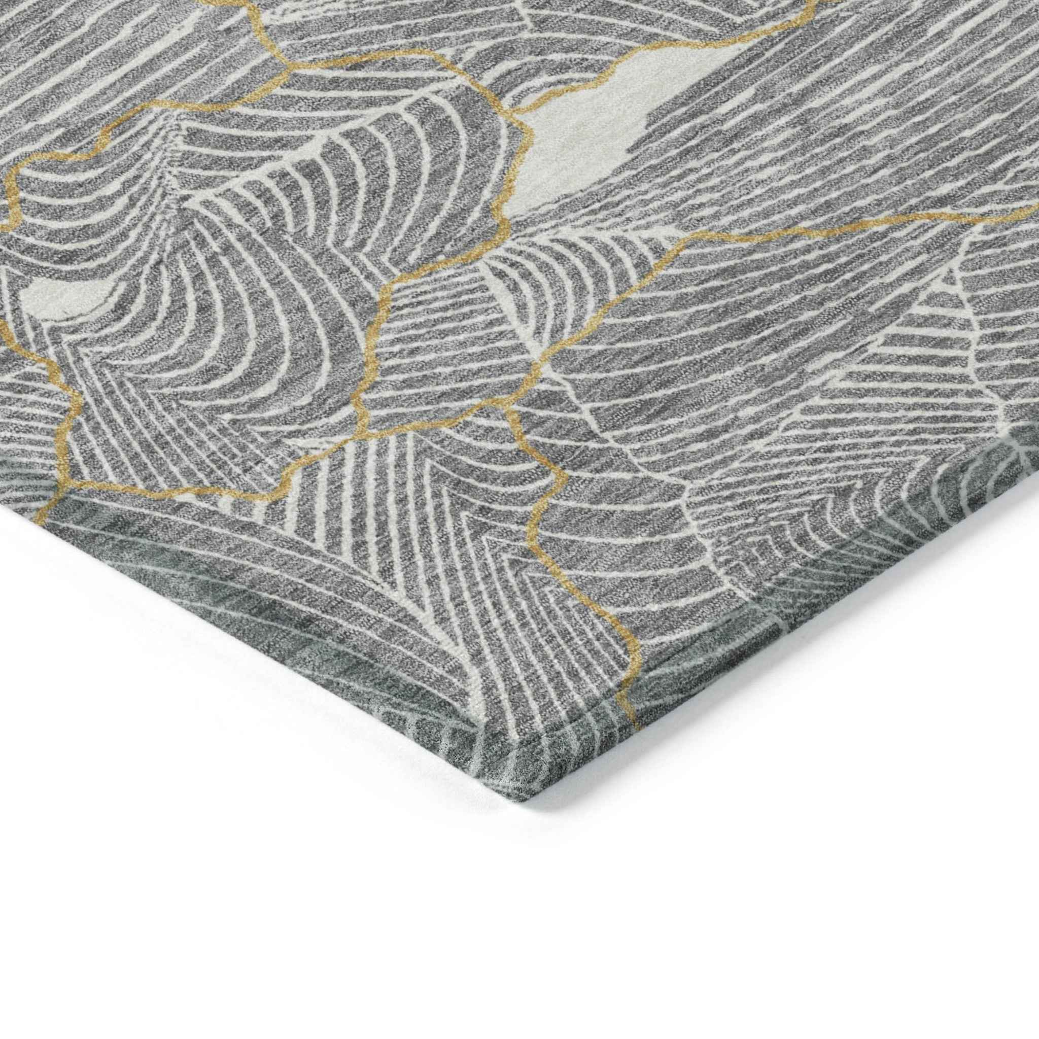 8' X 10' Gray Brown And Ivory Abstract Washable Indoor Outdoor Area Rug