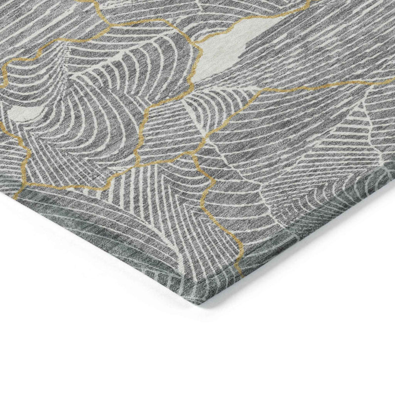 8' X 10' Gray Brown And Ivory Abstract Washable Indoor Outdoor Area Rug