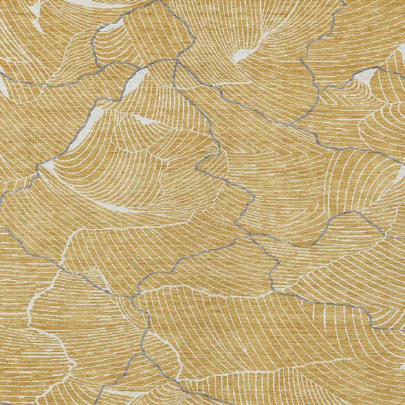 9' X 12' Gold Charcoal And Ivory Abstract Washable Indoor Outdoor Area Rug