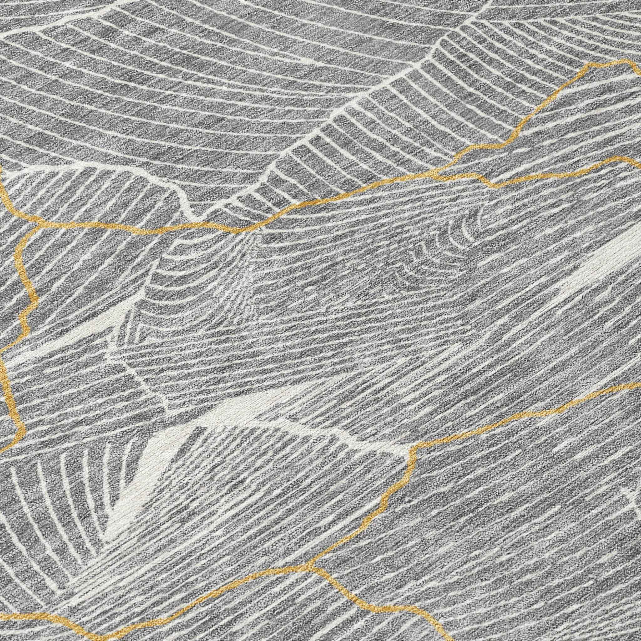 3' X 5' Gray Brown And Ivory Abstract Washable Indoor Outdoor Area Rug