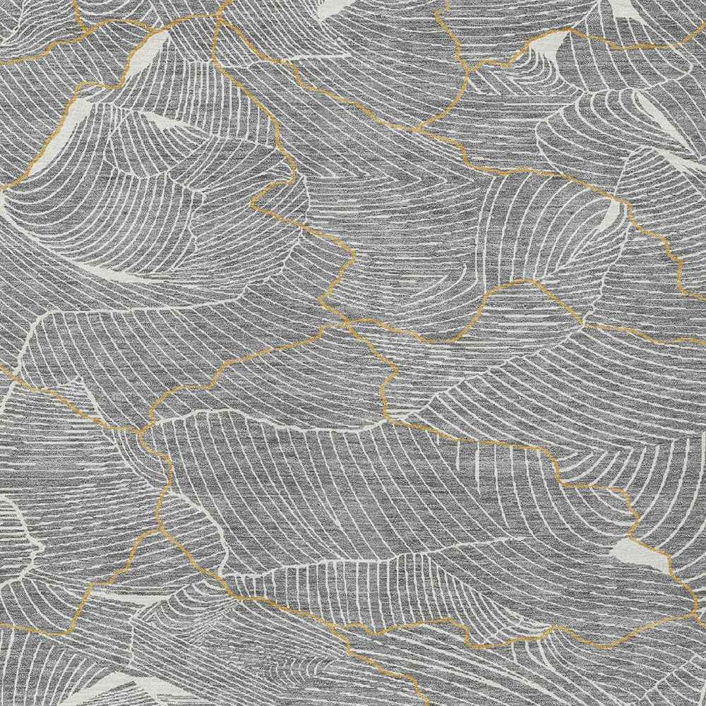 3' X 5' Gray Brown And Ivory Abstract Washable Indoor Outdoor Area Rug