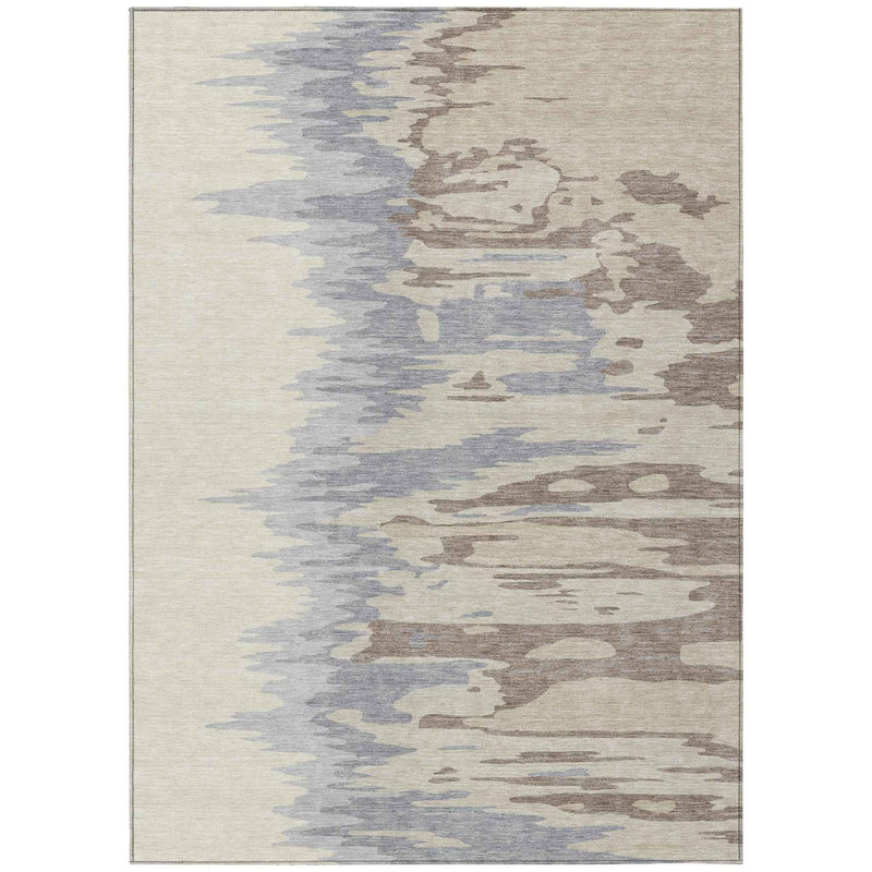 8' X 10' Beige Brown And Gray Abstract Washable Indoor Outdoor Area Rug