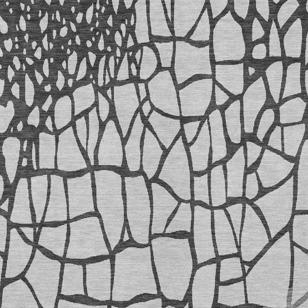 10' X 14' Gray And Charcoal Abstract Washable Indoor Outdoor Area Rug