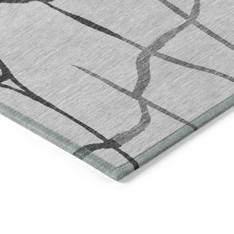 10' X 14' Gray And Charcoal Abstract Washable Indoor Outdoor Area Rug