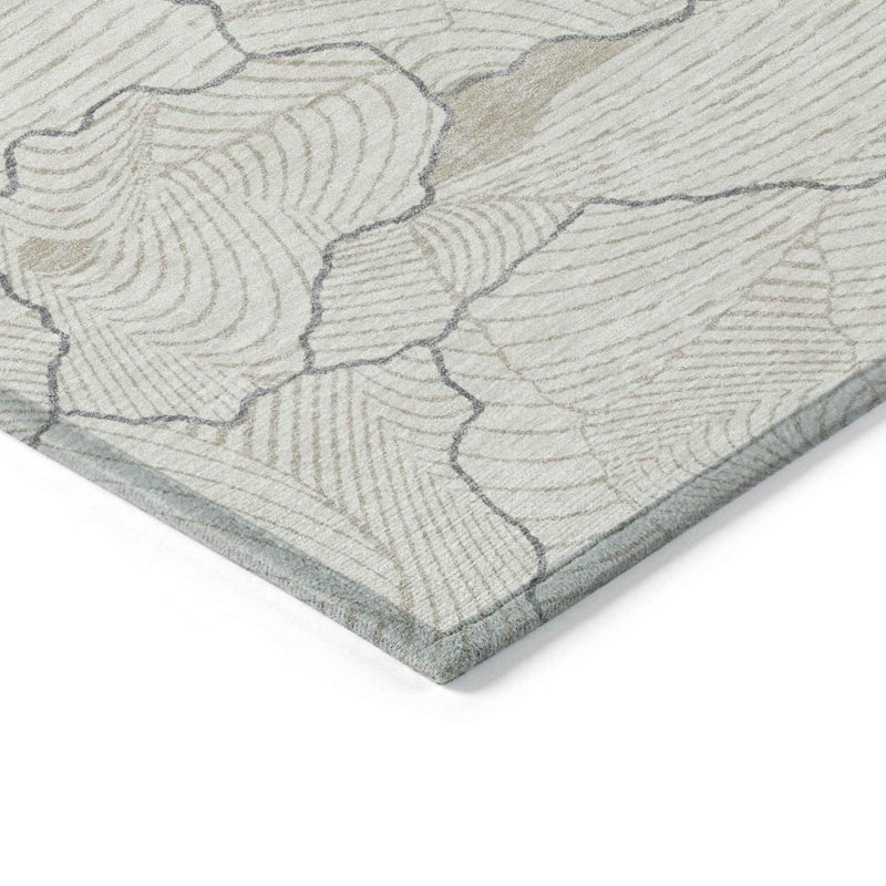 5' X 8' Ivory And Gray Abstract Washable Indoor Outdoor Area Rug