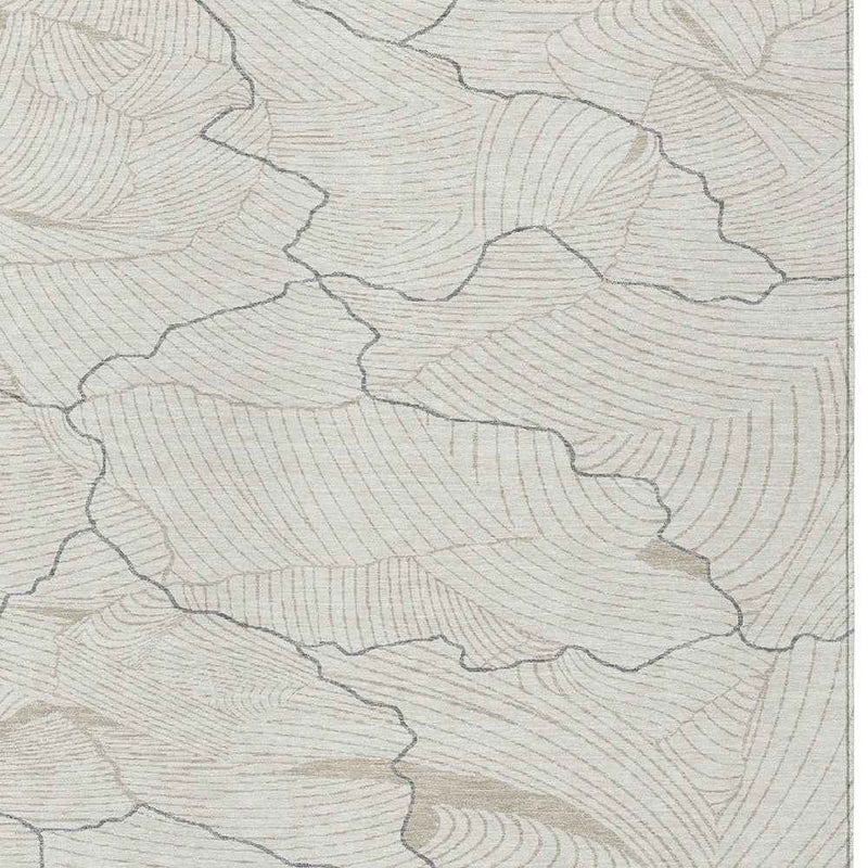 5' X 8' Ivory And Gray Abstract Washable Indoor Outdoor Area Rug