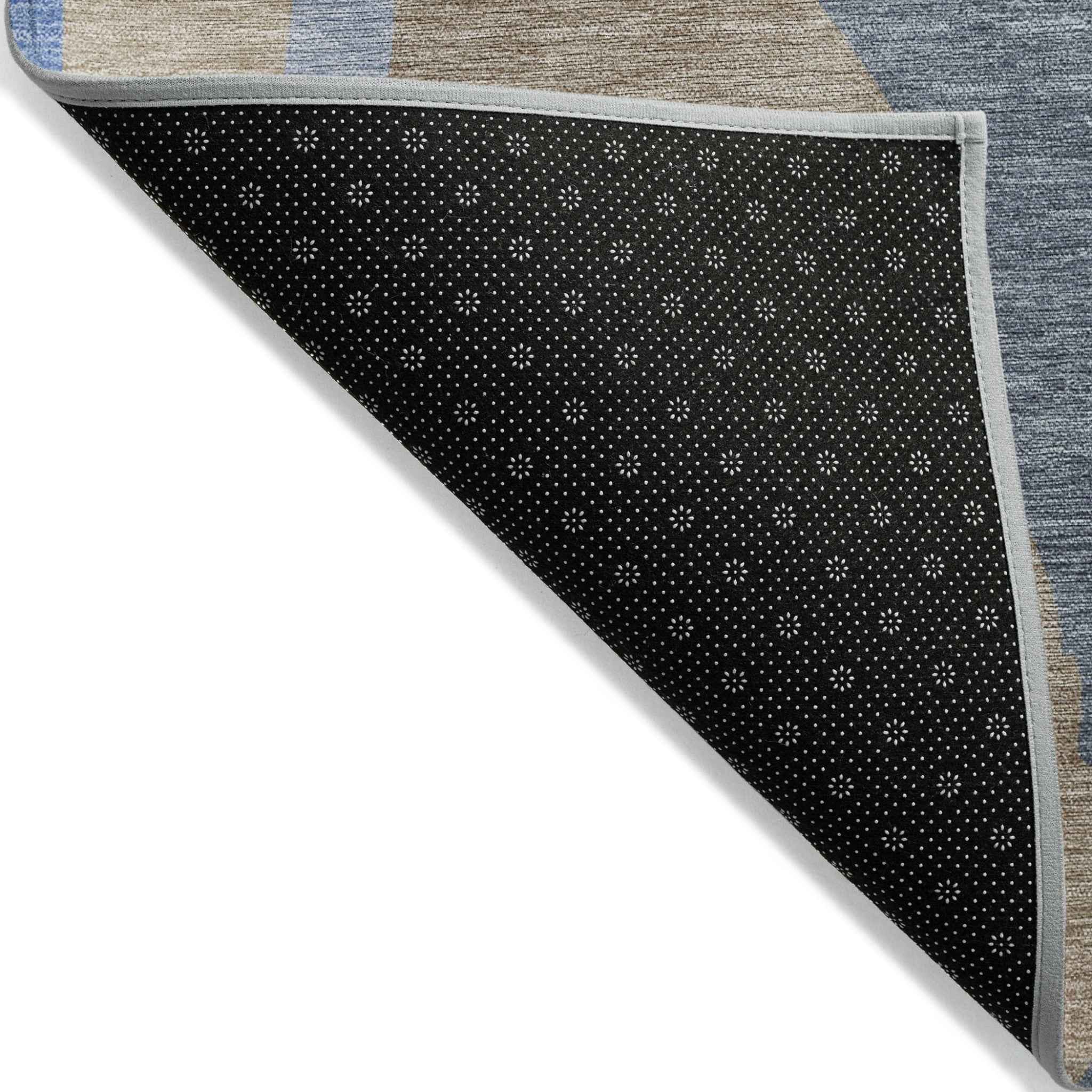 10' X 14' Taupe Tan And Blue Abstract Washable Indoor Outdoor Area Rug