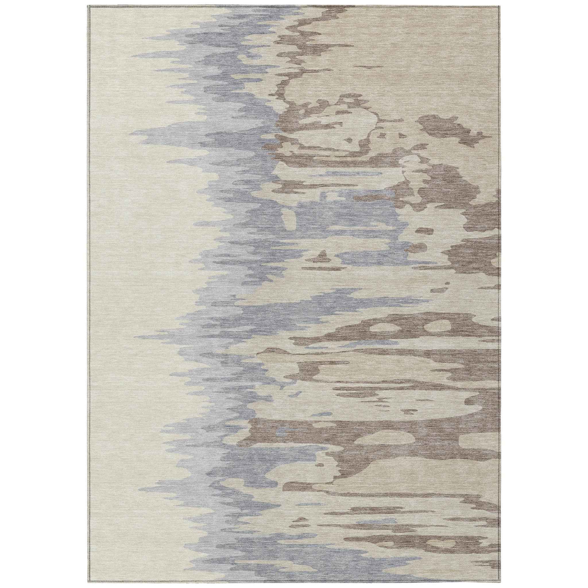 9' X 12' Beige Brown And Gray Abstract Washable Indoor Outdoor Area Rug