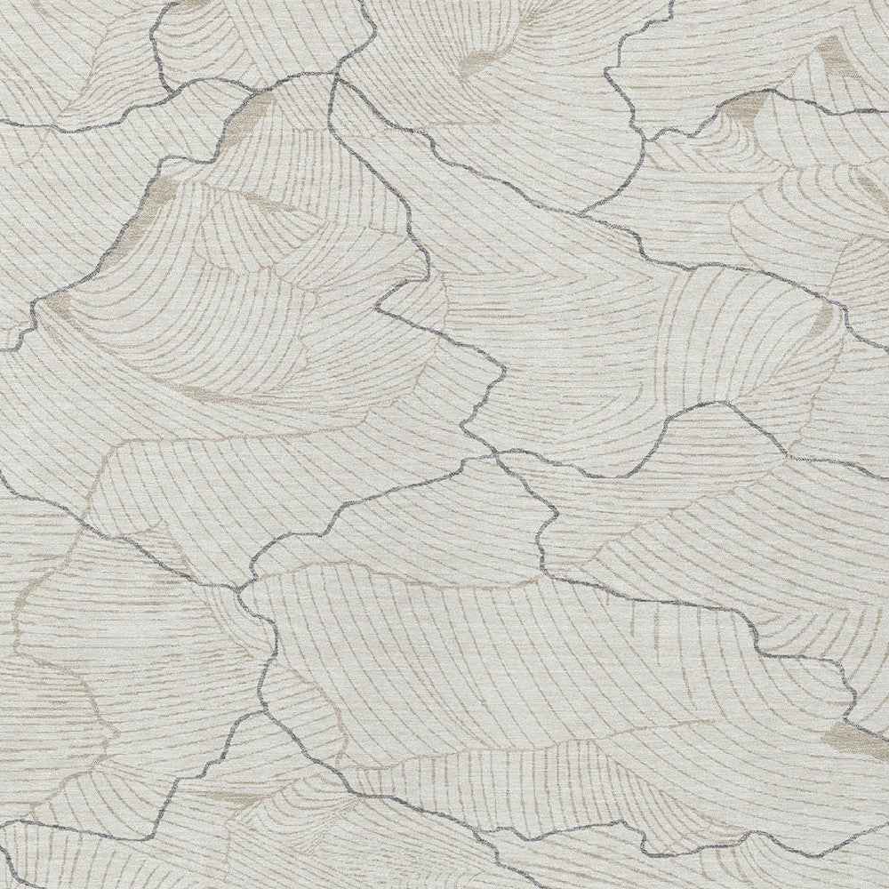 9' X 12' Ivory And Gray Abstract Washable Indoor Outdoor Area Rug