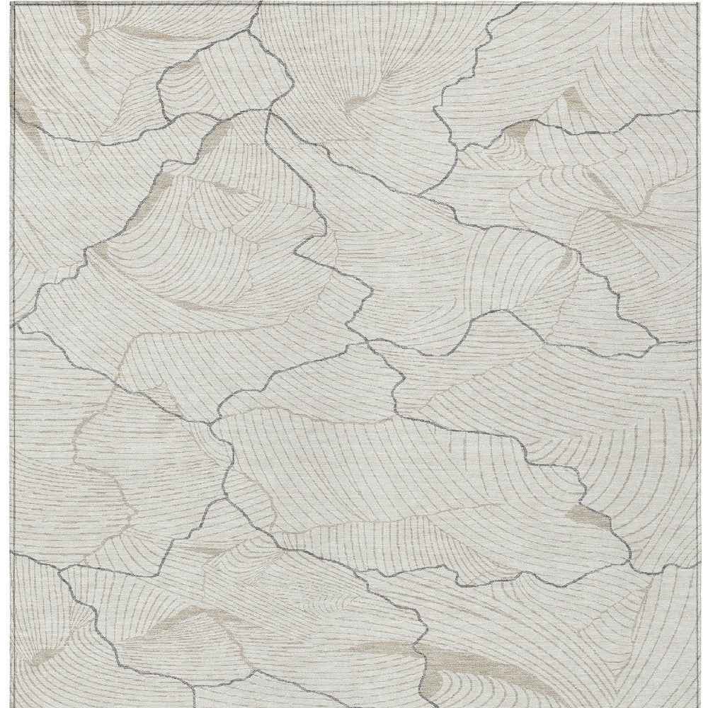 9' X 12' Ivory And Gray Abstract Washable Indoor Outdoor Area Rug