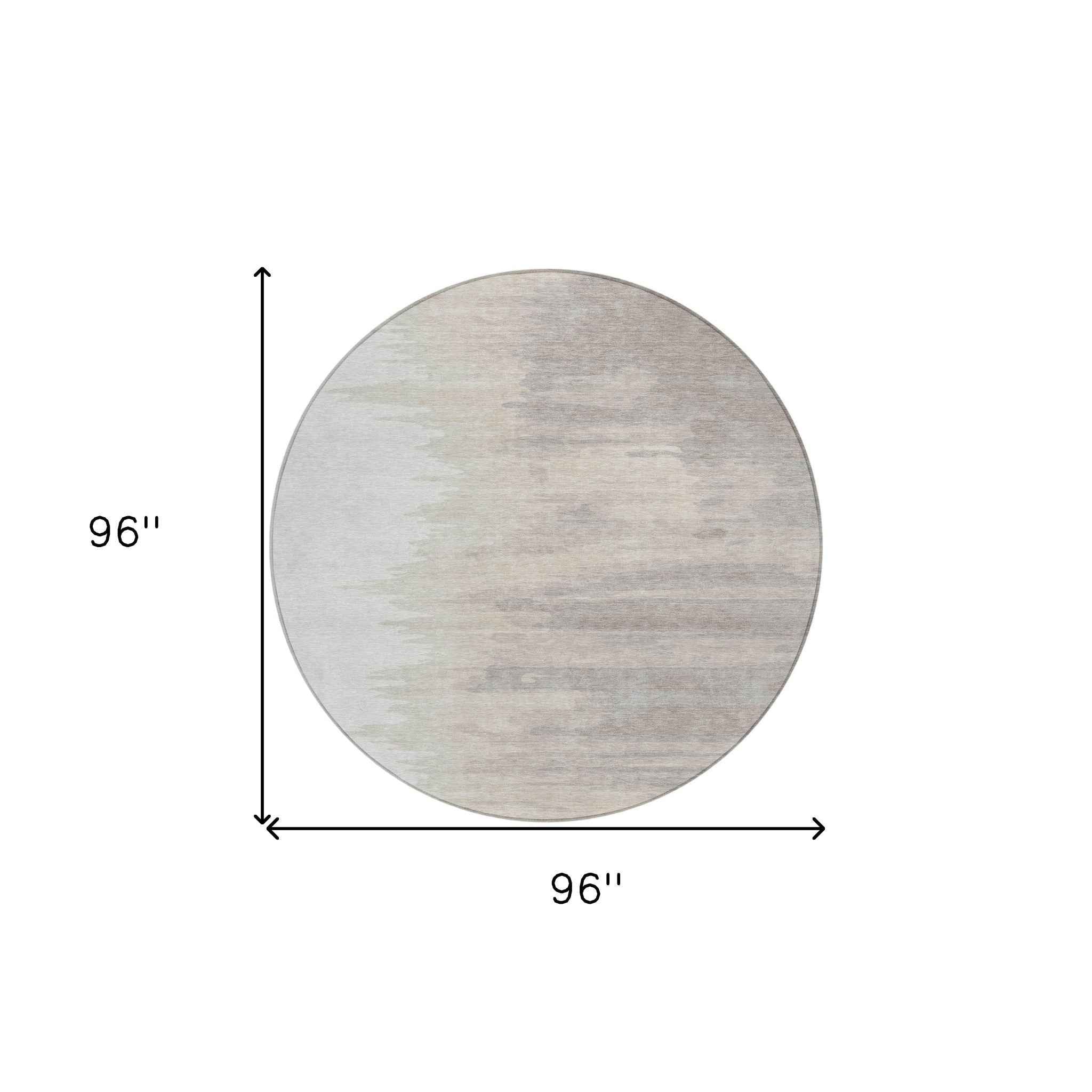 8' Ivory And Brown Round Abstract Washable Indoor Outdoor Area Rug