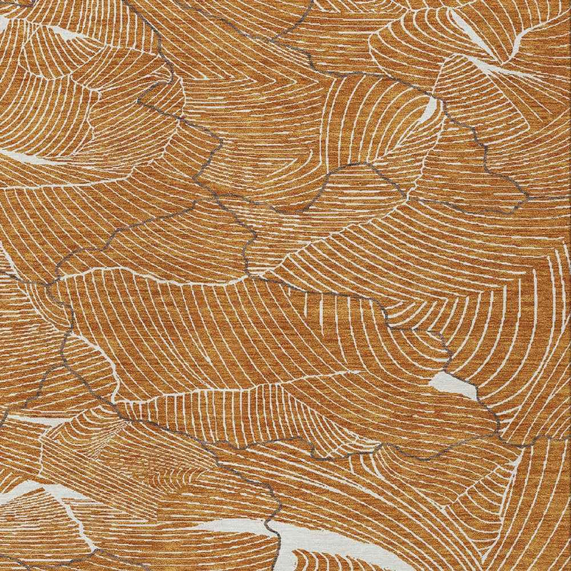 10' X 14' Copper Brown And Ivory Abstract Washable Indoor Outdoor Area Rug