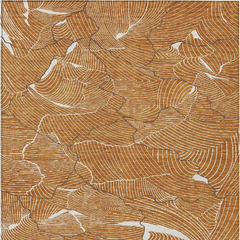 10' X 14' Copper Brown And Ivory Abstract Washable Indoor Outdoor Area Rug