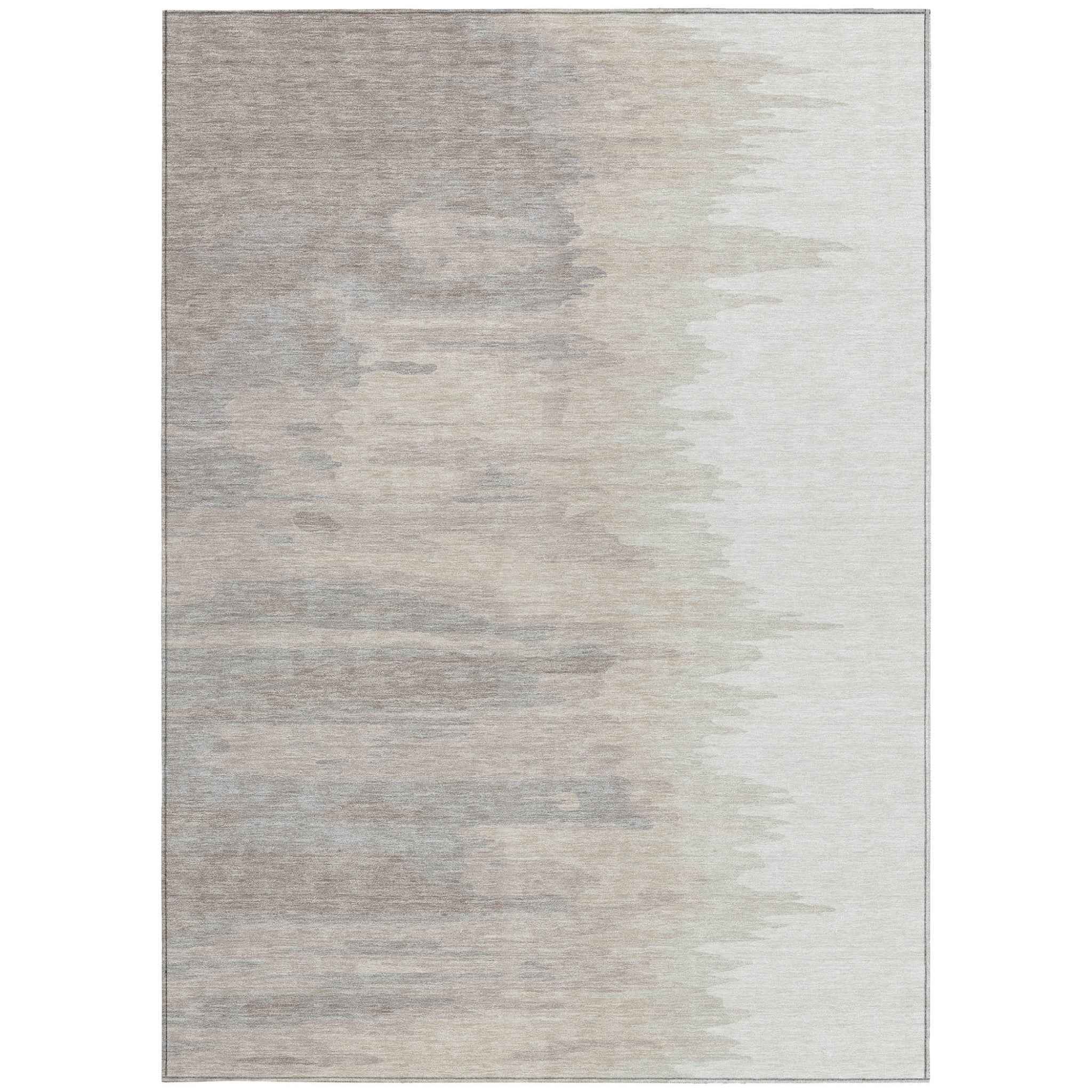 8' X 10' Ivory And Brown Abstract Washable Indoor Outdoor Area Rug