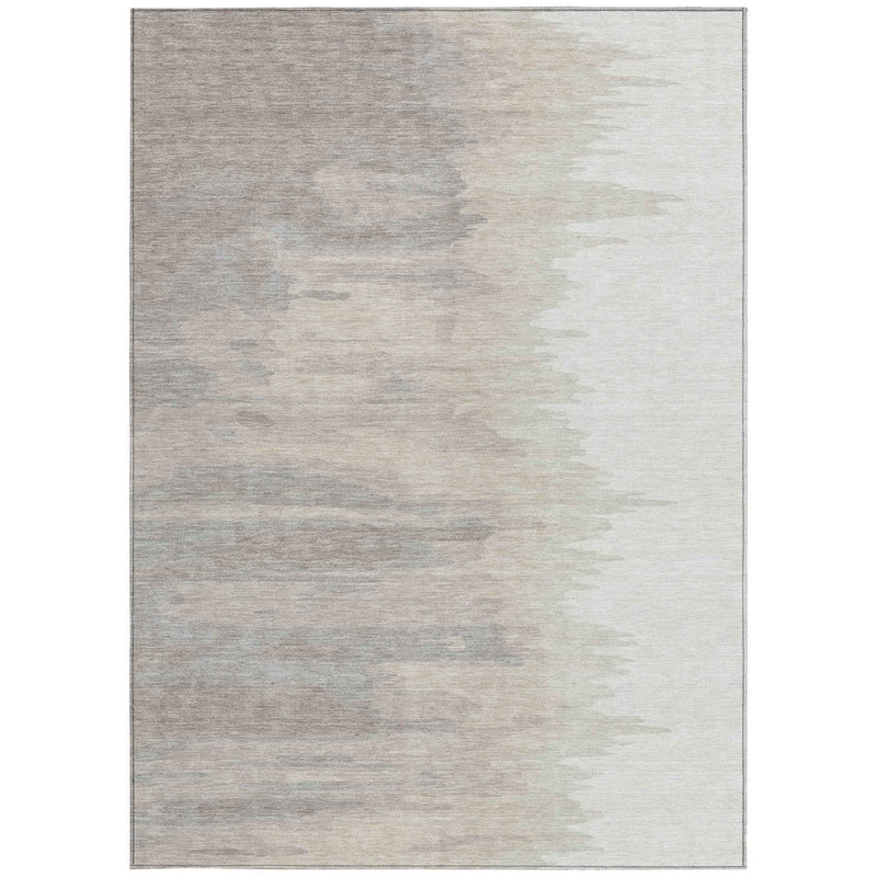 8' X 10' Ivory And Brown Abstract Washable Indoor Outdoor Area Rug