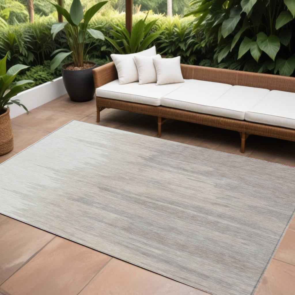8' X 10' Ivory And Brown Abstract Washable Indoor Outdoor Area Rug