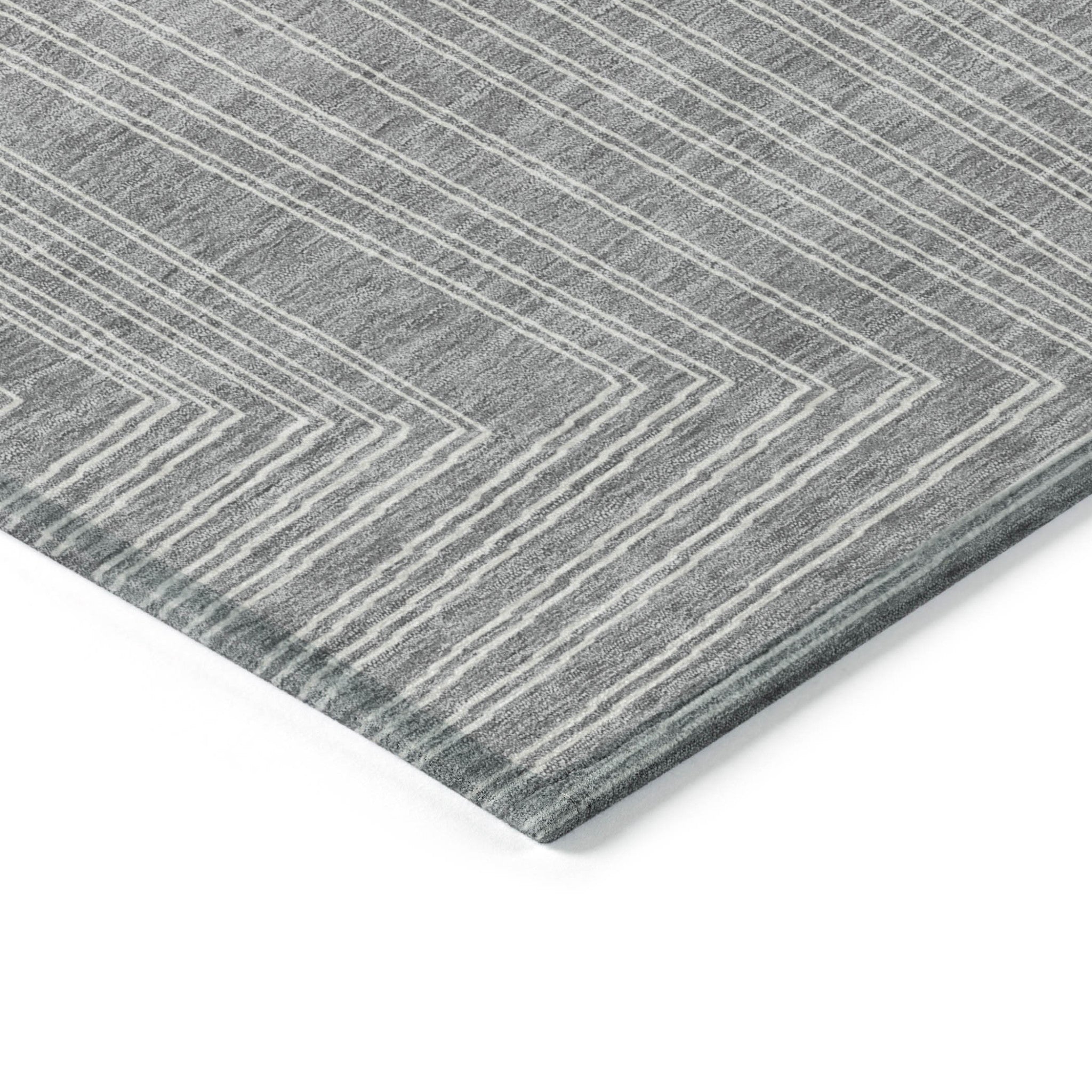10' X 14' Gray And Ivory Geometric Washable Indoor Outdoor Area Rug - Sports & Outdoor