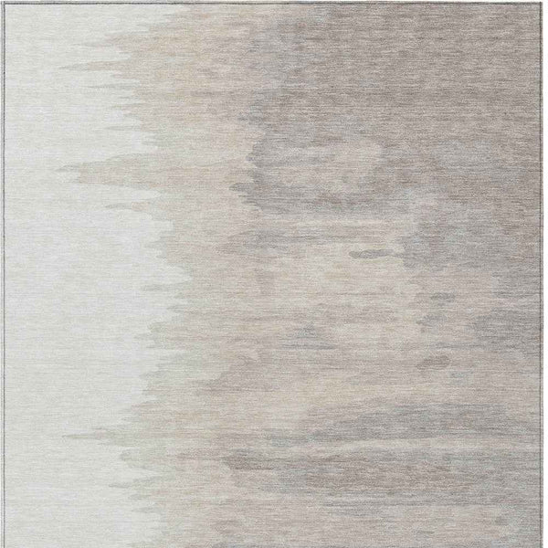 3' X 5' Ivory And Brown Abstract Washable Indoor Outdoor Area Rug