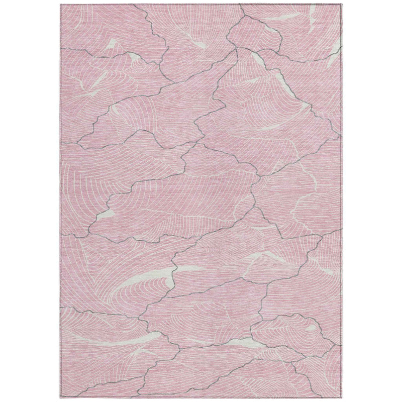 10' X 14' Pink Ivory And Gray Abstract Washable Indoor Outdoor Area Rug