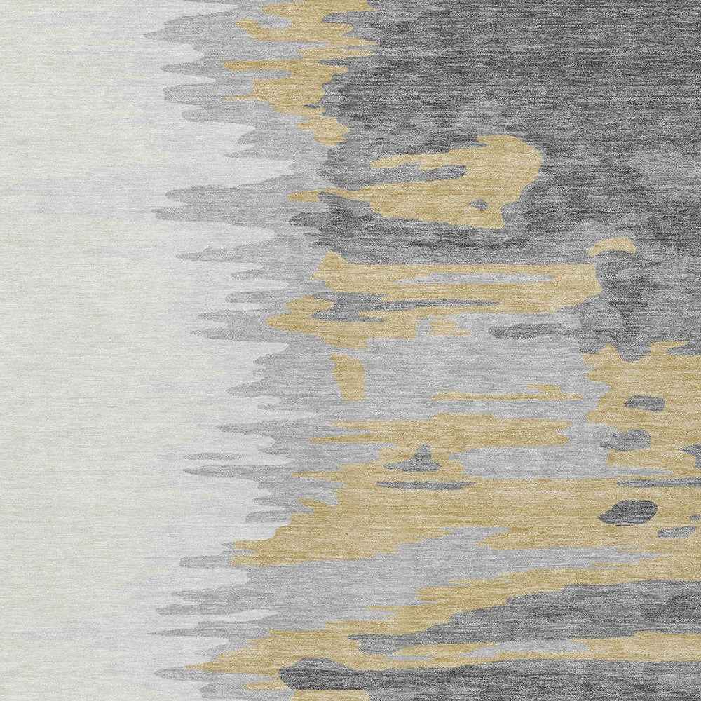 3' X 5' Gray Charcoal And Tan Abstract Washable Indoor Outdoor Area Rug