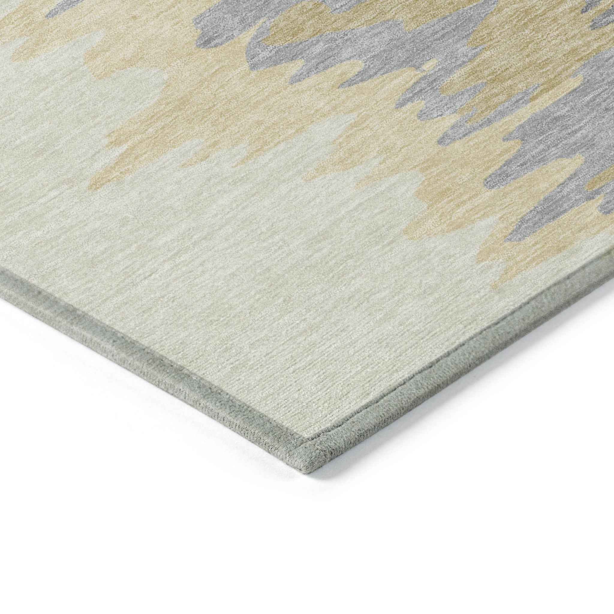 8' X 10' Gold Gray And Beige Abstract Washable Indoor Outdoor Area Rug
