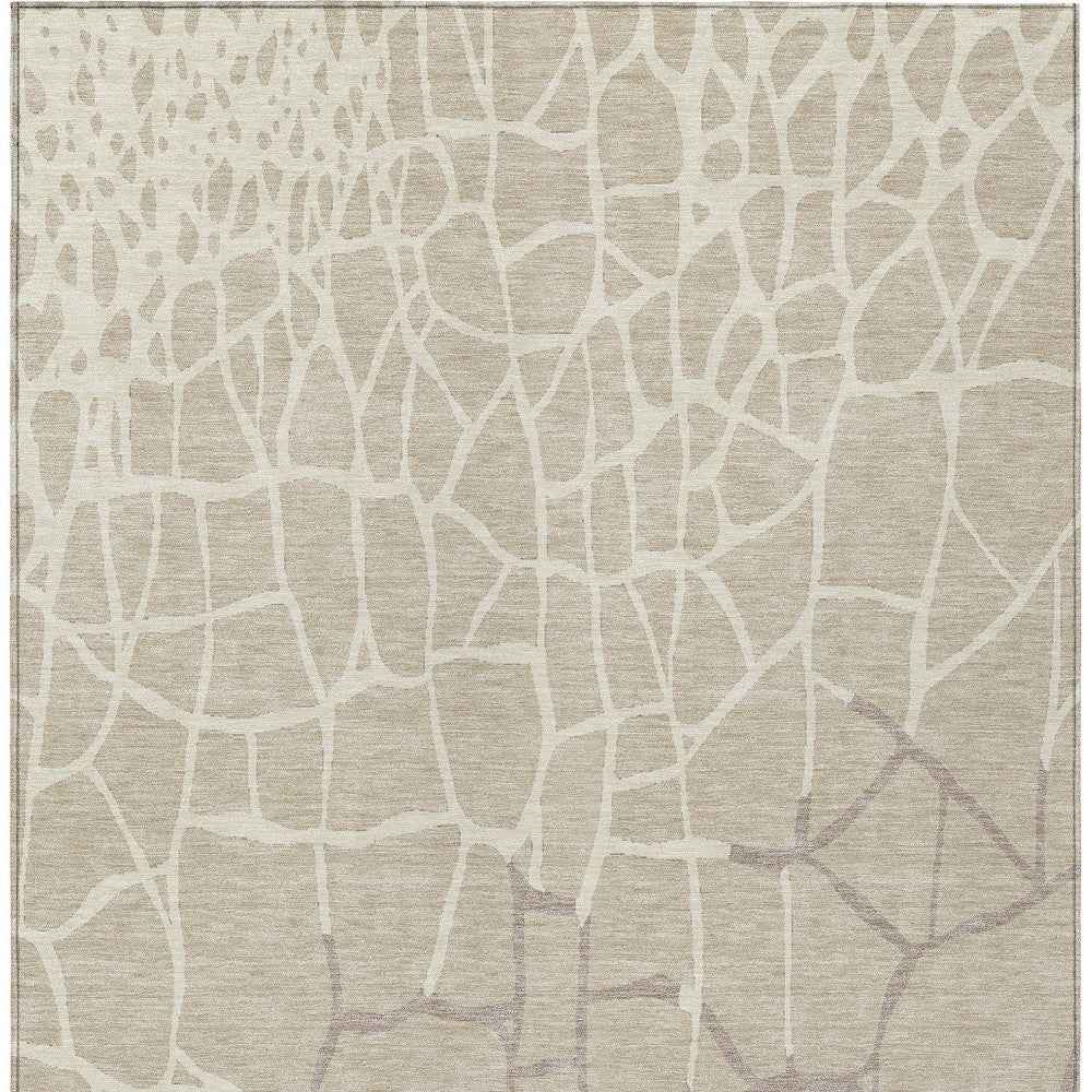 8' X 10' Beige And Tan Abstract Washable Indoor Outdoor Area Rug