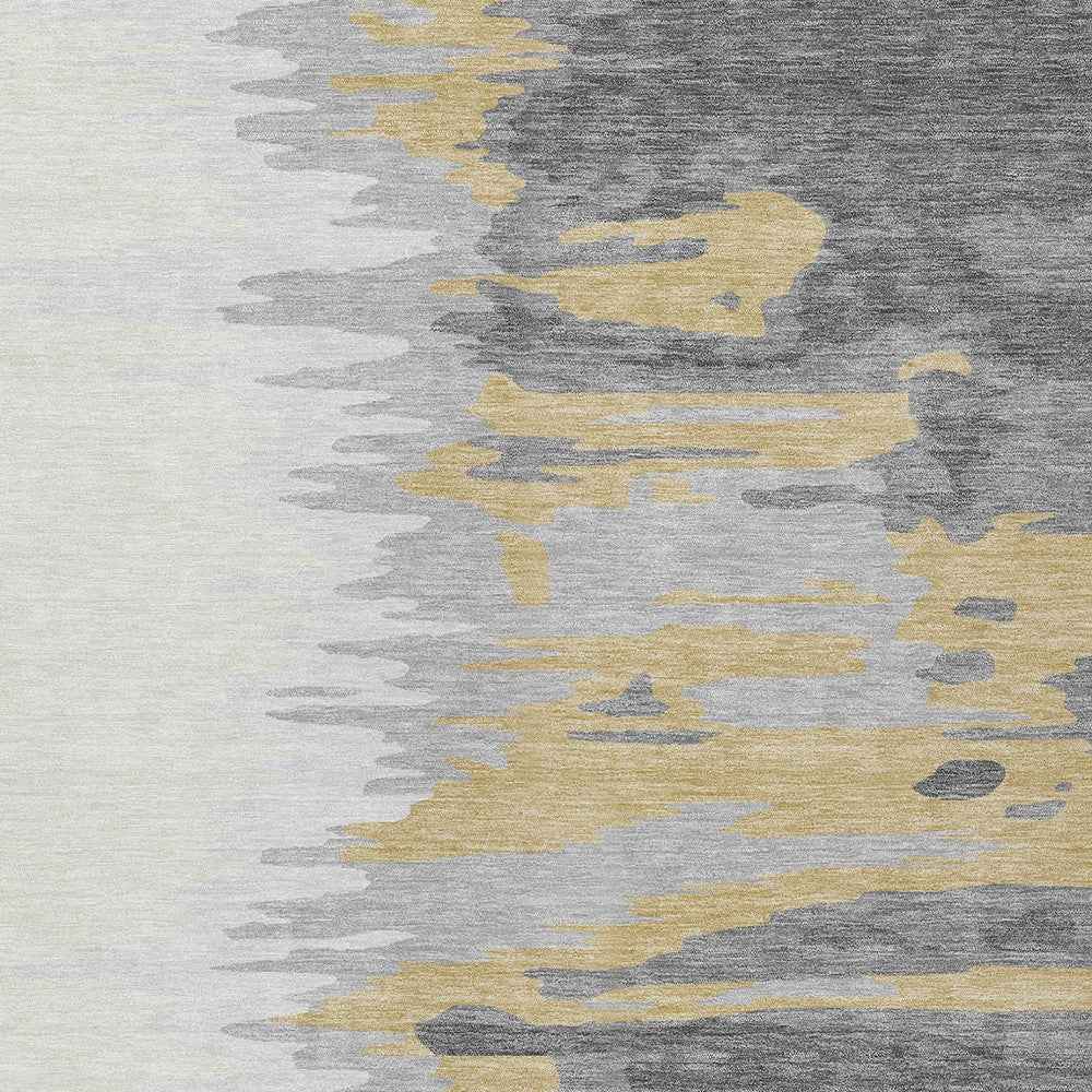 8' X 10' Gray Charcoal And Tan Abstract Washable Indoor Outdoor Area Rug