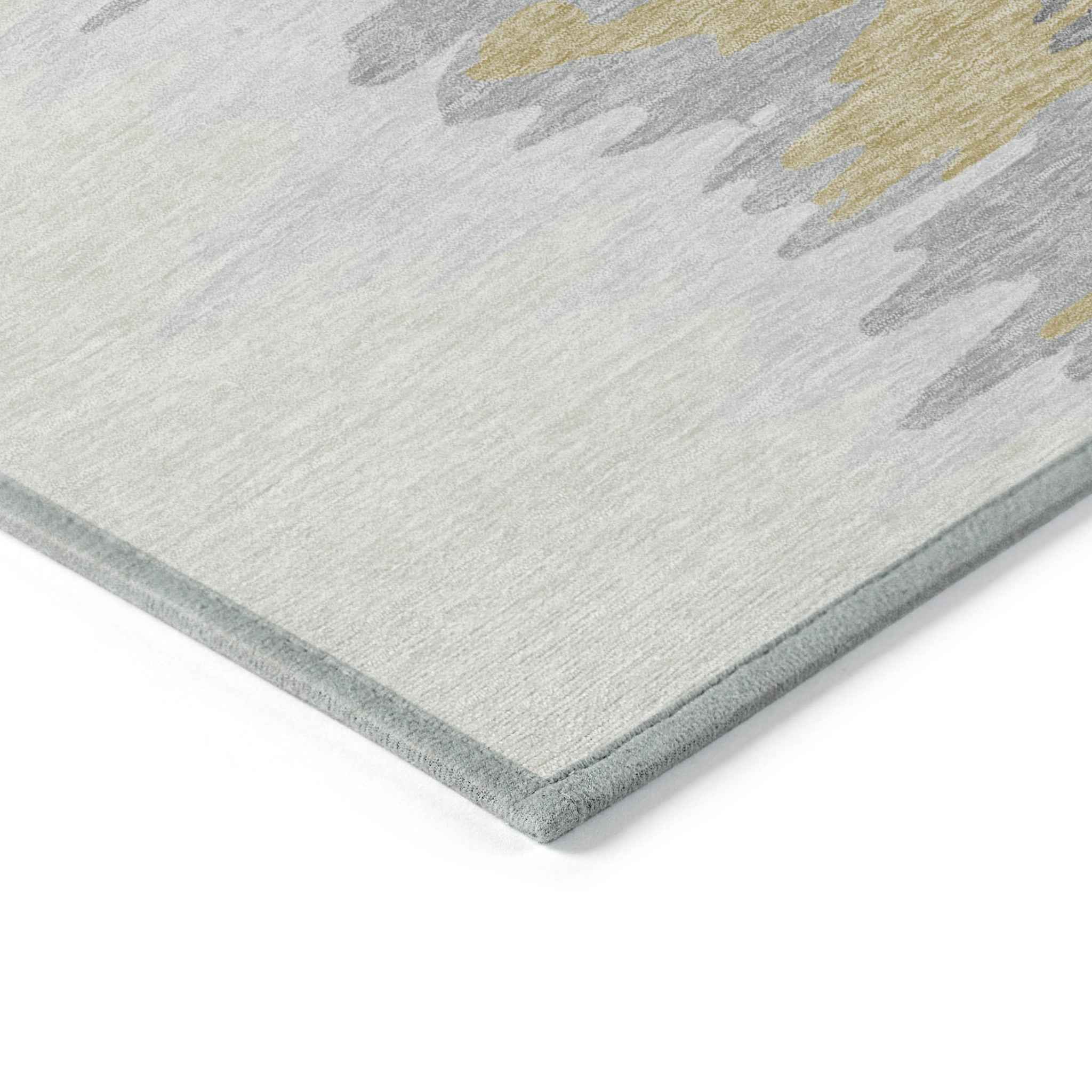 8' Gray Charcoal And Tan Round Abstract Washable Indoor Outdoor Area Rug