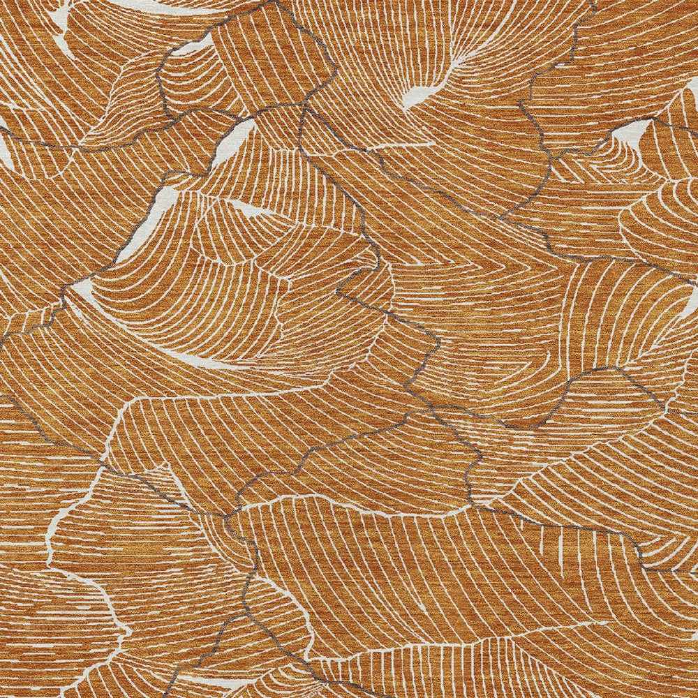 3' X 5' Copper Brown And Ivory Abstract Washable Indoor Outdoor Area Rug