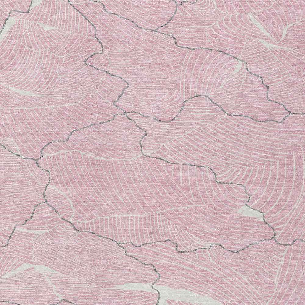 3' X 5' Pink Ivory And Gray Abstract Washable Indoor Outdoor Area Rug