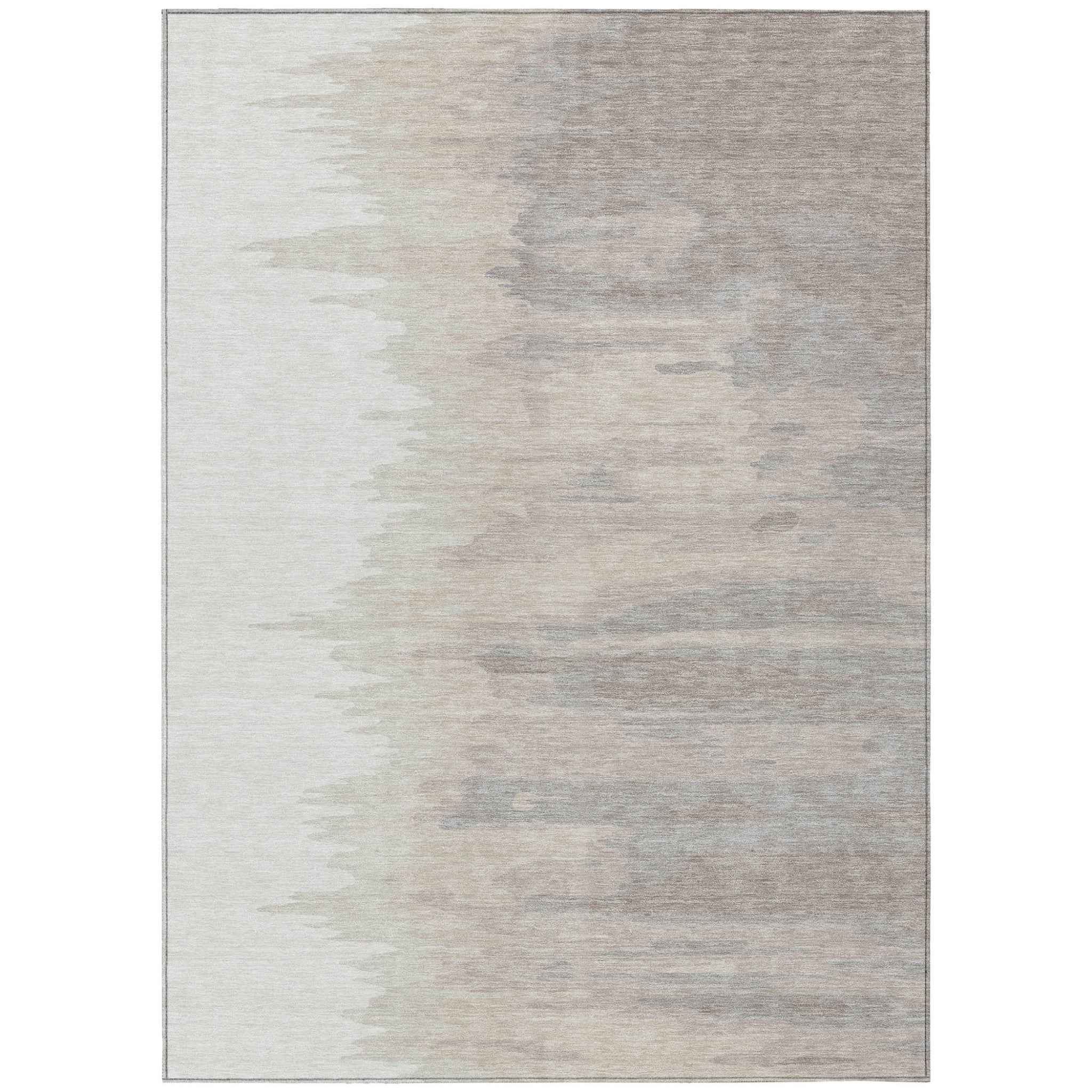 9' X 12' Ivory And Brown Abstract Washable Indoor Outdoor Area Rug