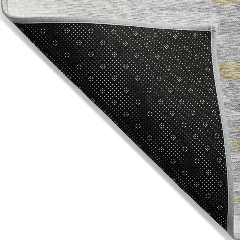 9' X 12' Gray Charcoal And Tan Abstract Washable Indoor Outdoor Area Rug