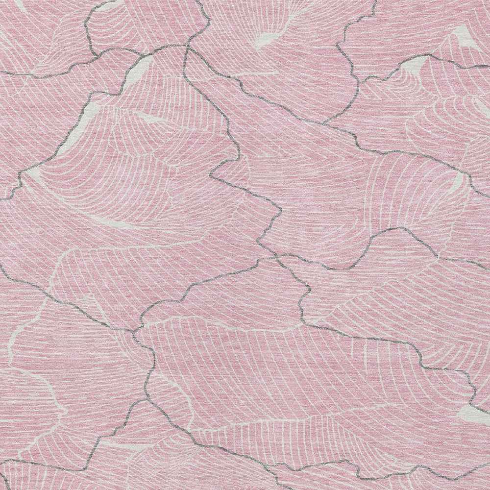 8' X 10' Pink Ivory And Gray Abstract Washable Indoor Outdoor Area Rug