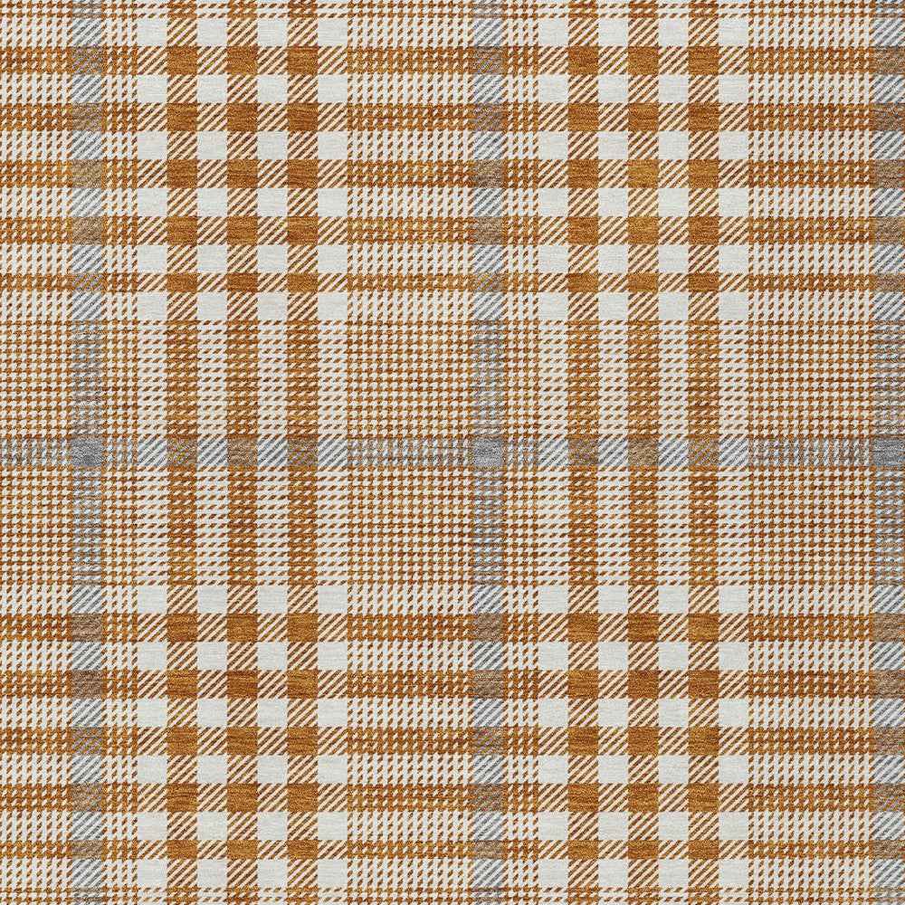 10' X 14' Brown Beige And Beige Plaid Washable Indoor Outdoor Area Rug