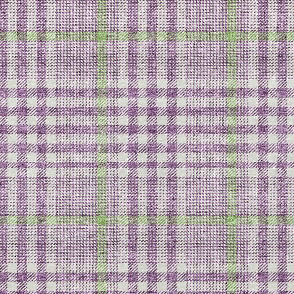 5' X 8' Purple Green And Ivory Plaid Washable Indoor Outdoor Area Rug