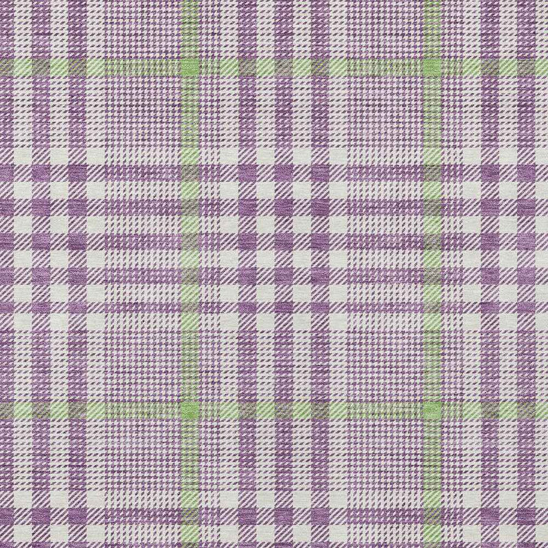 5' X 8' Purple Green And Ivory Plaid Washable Indoor Outdoor Area Rug