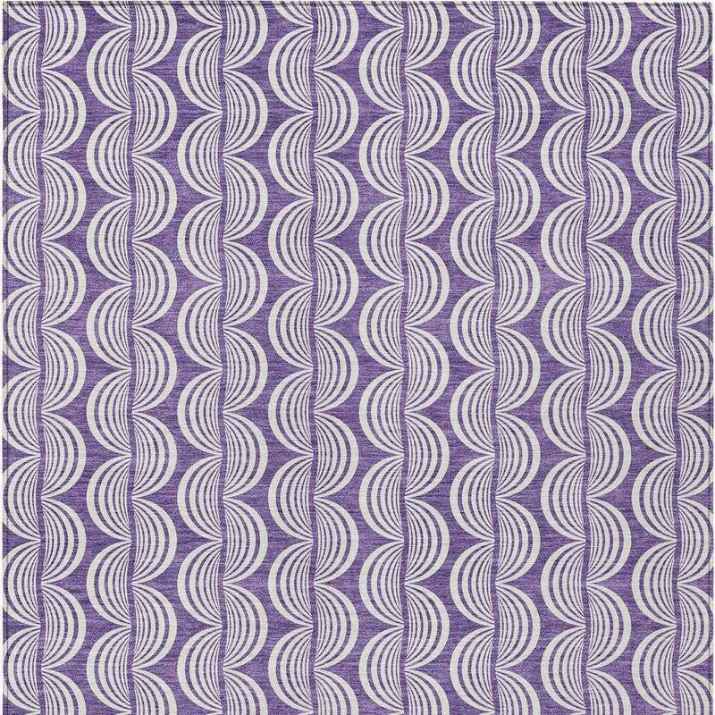 8' X 10' Purple And Ivory Ogee Washable Indoor Outdoor Area Rug