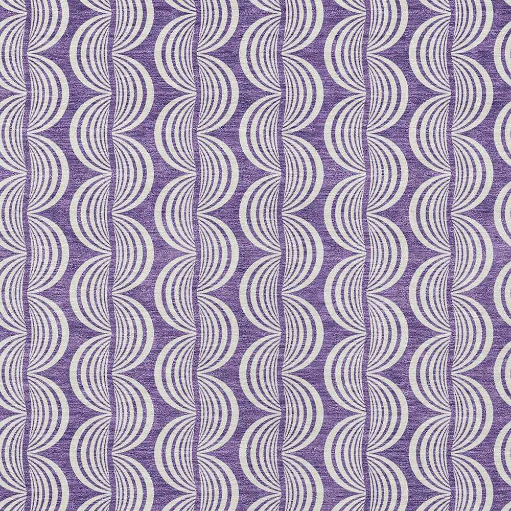 8' X 10' Purple And Ivory Ogee Washable Indoor Outdoor Area Rug