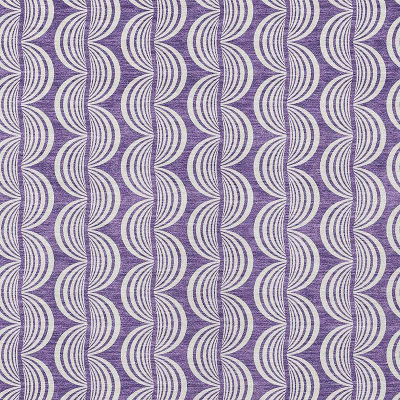 8' X 10' Purple And Ivory Ogee Washable Indoor Outdoor Area Rug