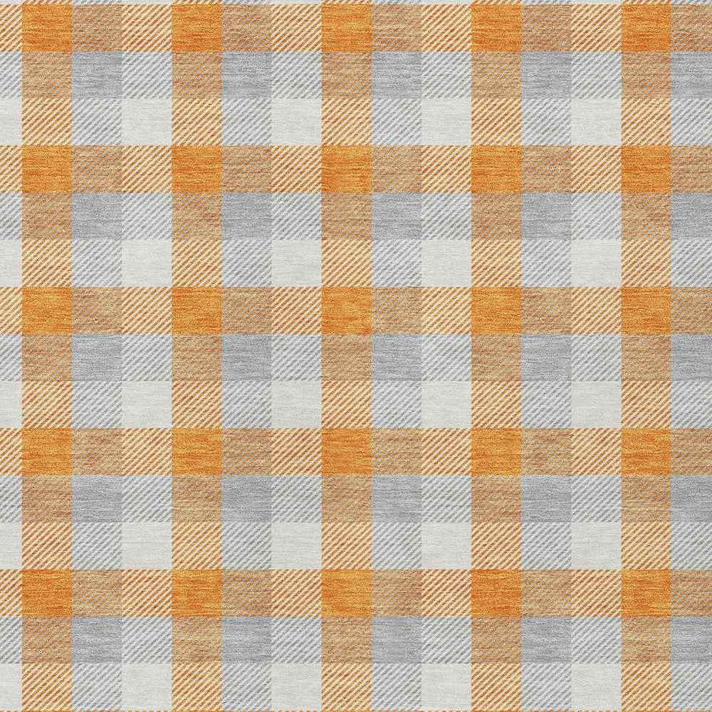 3' X 5' Orange Gray And Beige Plaid Washable Indoor Outdoor Area Rug