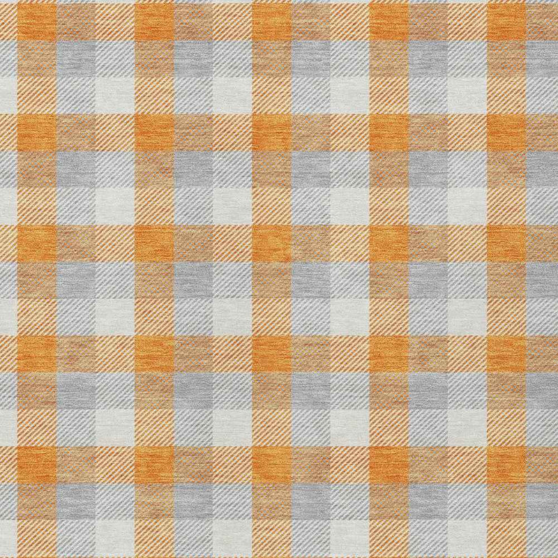 3' X 5' Orange Gray And Beige Plaid Washable Indoor Outdoor Area Rug