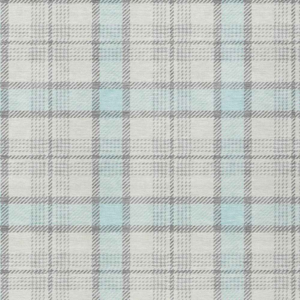 3' X 5' Sky Blue And Gray Plaid Washable Indoor Outdoor Area Rug