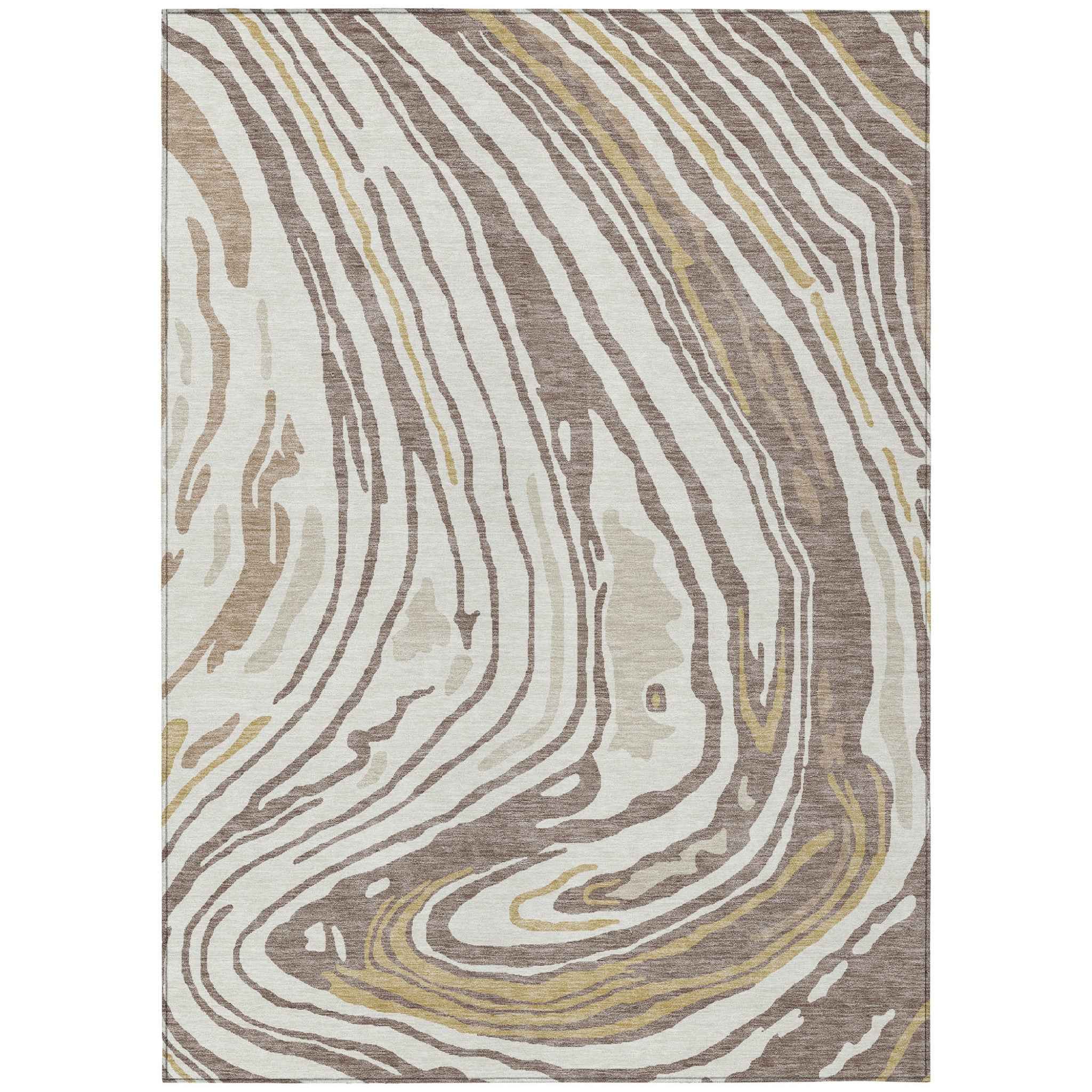 5' X 8' Taupe Brown And Beige Abstract Washable Indoor Outdoor Area Rug