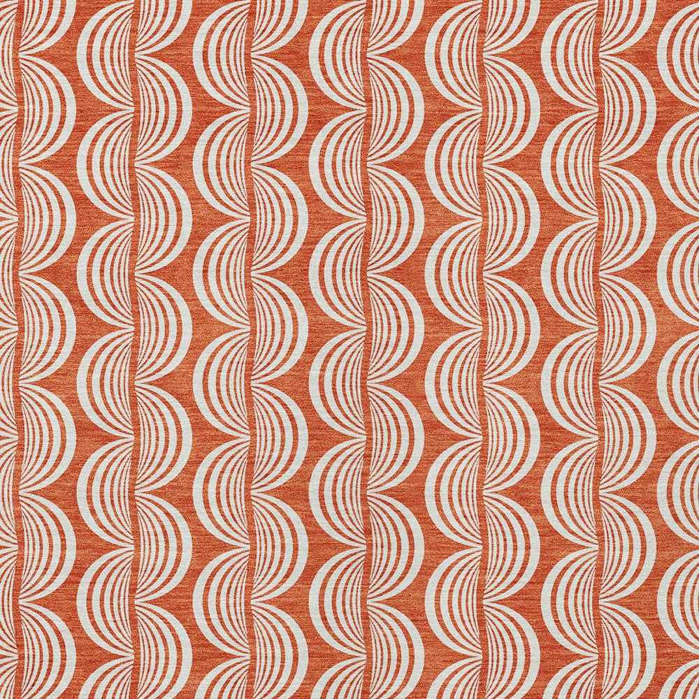 5' X 8' Coral And Beige Ogee Washable Indoor Outdoor Area Rug