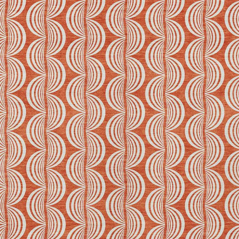 5' X 8' Coral And Beige Ogee Washable Indoor Outdoor Area Rug