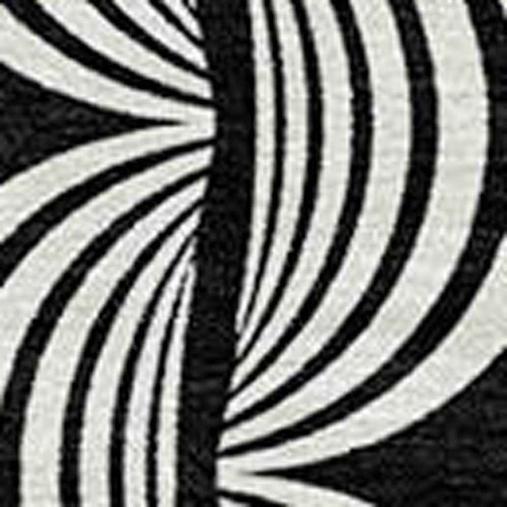 3' X 5' Black And Ivory Ogee Washable Indoor Outdoor Area Rug