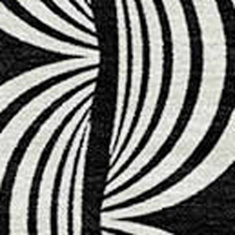 3' X 5' Black And Ivory Ogee Washable Indoor Outdoor Area Rug