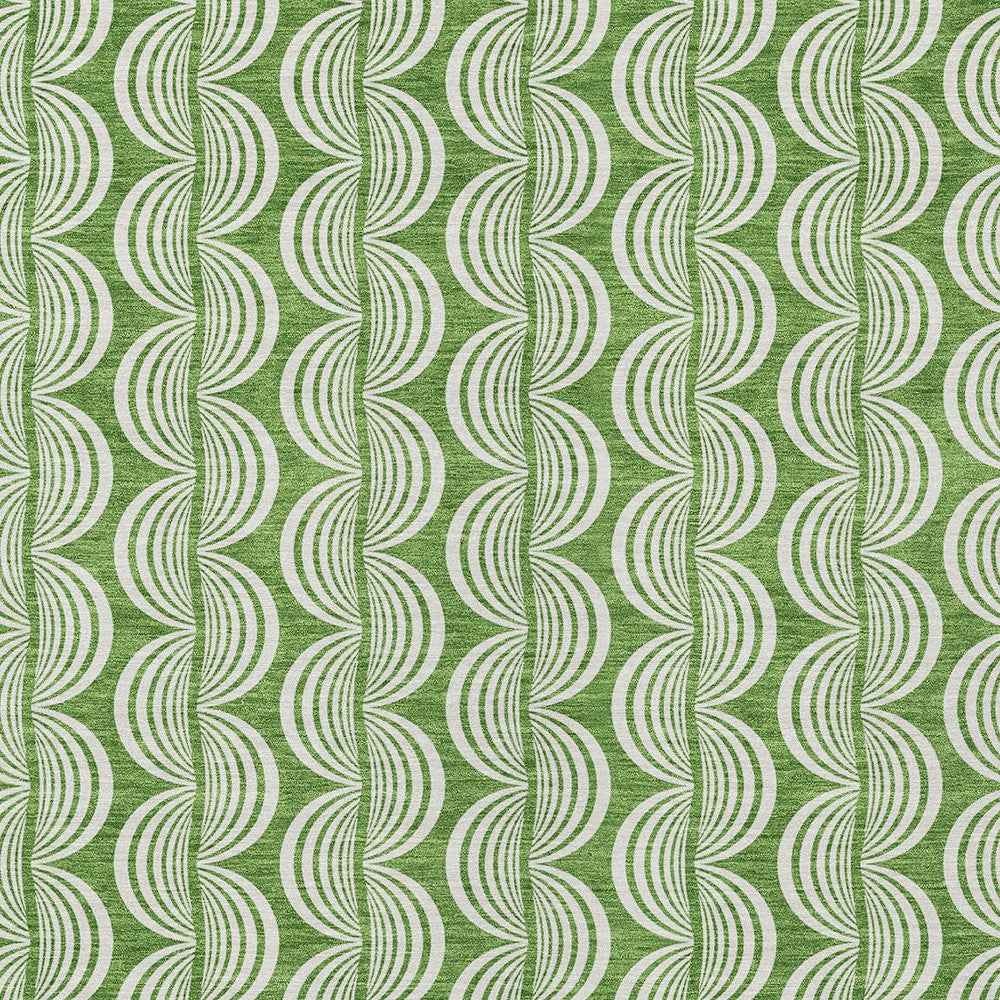 5' X 8' Green And Ivory Ogee Washable Indoor Outdoor Area Rug
