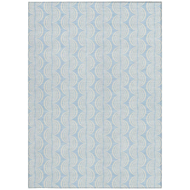 3' X 5' Sky Blue And Beige Ogee Washable Indoor Outdoor Area Rug